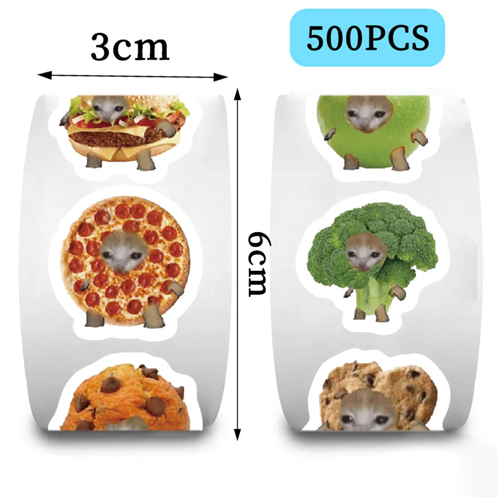 500pcs Cats And Food Reward Stickers Encouragement Sticker Roll For Kids Motivational Stickers With Cute Animals For Students (ONLINE ORDER ONLY)