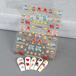 1PC Holographic Laser Heart Nail Stickers-3D Self-Adhesive Golden White Valentines Day Nail Decals For Women Nail Art Decoration (ONLINE ORDER ONLY)