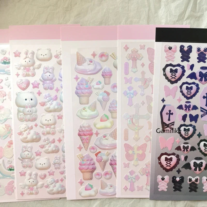 Cute Star Moon Rose Series Laser Stickers Hand Account Idol Card DIY Material Decorative Sticker Personalized Korean Stationery (ONLINE ORDER ONLY)