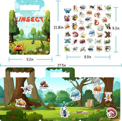 40PCS Insect Reusable Stickers Puzzle Game Cartoon Animal Learning Toys for Kids (Online Order Only)