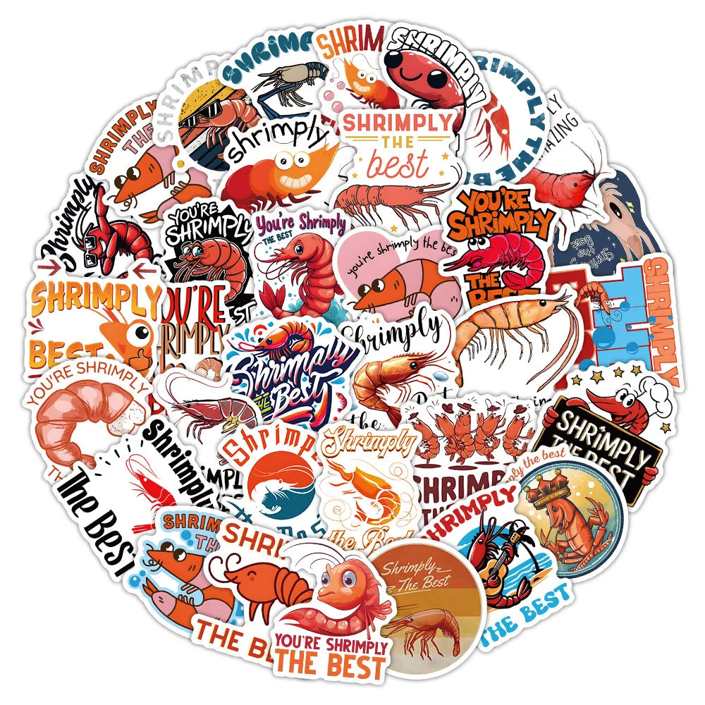 10/30/53PCS Lobster Graffiti Stickers Funny Animal Cartoon Sticker Lobster Meme DIY Fridge Luggage Laptop Phone Guitar Car Bike (ONLINE ORDER ONLY)