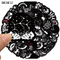 10/30/50PCS Cartoon Black and White Stickers Terrifying Skull Halloween DIY Skateboard Laptop Luggage Bike Cars Decals Sticker (ONLINE ORDER ONLY)
