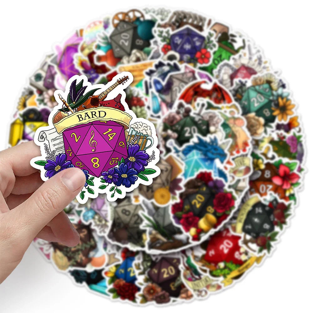 10/30/50pcs Game Dragon Dice Cartoon Stickers Cool Graffiti Sticker DIY Phone Skateboard Notebook Waterproof Decals for Kids Toy (ONLINE ORDER ONLY)