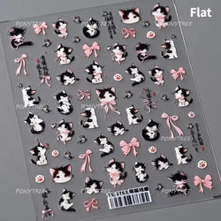 Shiny White Black Pink Bowknot Silk Ribbon Love Heart Charming Star Refined Lace Self Adhesive Nail Art Stickers Manicure Decals (ONLINE ORDER ONLY)