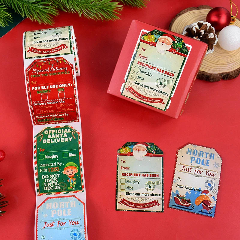 Merry Christmas Gift Tags Santa Claus Labels Sticker Roll (ONLINE ORDER ONLY)