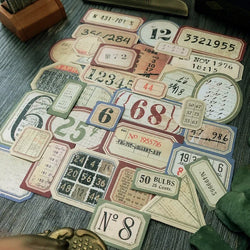 31Pcs Tim Holtz Style Number Junk Journal Label Vintage Stickers Retro DIY Album Planner Scrapbooking Material Craft Stickers (ONLINE ORDER ONLY)