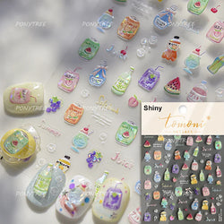 Summer Beach Bikini Watermelon Duck Cat Ice Cream Shell Coconut Tree Cherry Starfish Sunglasses Nail Art Sticker Manicure Decals (ONLINE ORDER ONLY)
