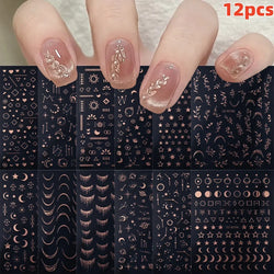 12PCS French Tassel Crescent Moon Arc Self Adhesive Nail Art Sticker 3D French Kiss Crescent Nail Stickers Lines Manicure Decals (ONLINE ORDER ONLY)