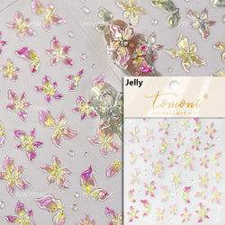 Vigour Crystal Flower Peach Blossom Garden Springtime Petal Self Adhesive Nail Art Stickers Chic Jelly Rhinestone Manicure Decal (ONLINE ORDER ONLY)