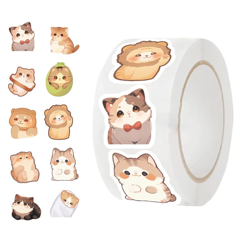 500PCS Cute Fat Cat Sticky Paper Labels Thank You Sticker Sealing Decoration Scrapbooking Stationery Hand Accounting Supplies (ONLINE ORDER ONLY)
