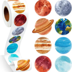 500Pcs /1 Rolls 2.5cm/1inch Cartoon Starry Sky Planet Circle Sticker Decoration Gift Box Sticker Label Stationery Sticker (ONLINE ORDER ONLY)