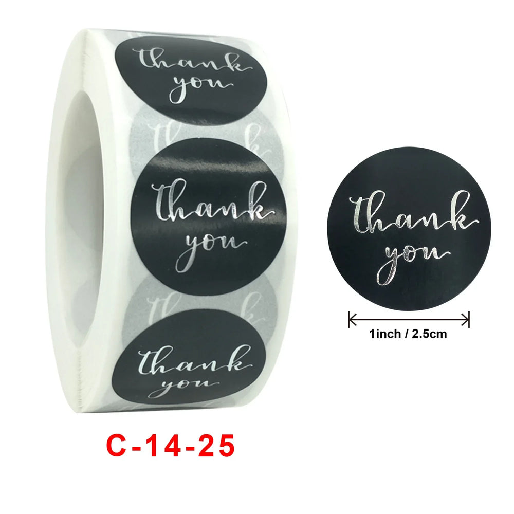 500 Pcs Round Black Thank You Bond Party Adhesive Diy Seal Stickers Decorative Album Diary Cartoon Label Decor (ONLINE ORDER ONLY)