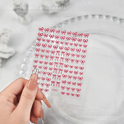 6pcs/Set Lovely Line Bowknot Nail Sticker Gold Silver Black White Pink Red Bow Tie Mini Bowknot 3D Self Adhesive Manicure Decals (ONLINE ORDER ONLY)