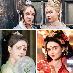 35pcs Eyebrow Flowers Stickers Red Dot Forehead Lotus Stickers Waterproof And Long Lasting Realistic Temporary Tattoo Stickers * (ONLINE ORDER ONLY)