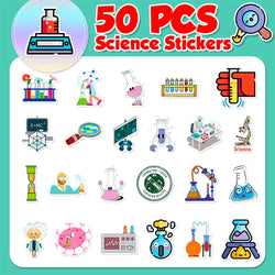 10/30/50/100pcs Science Physics Chemistry Lab Graffiti Stickers Laptop Scrapbook Suitcase Phone Diary Decoration Sticker Kid Toy (ONLINE ORDER ONLY)