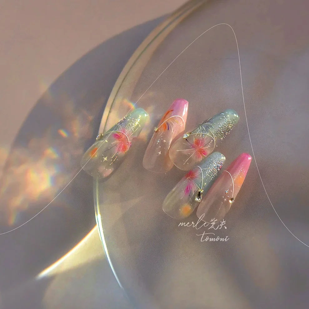 Fireworks Bloom Romantic Starry Sky Goldfish Metallics Color Gradient Self Adhesive Nail Art Stickers Halo Dyeing Manicure Decal (ONLINE ORDER ONLY)