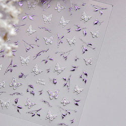 Hot Stamping Purple Line Love Heart Lace Bowknot Chain Branches Star Flower Leaf Butterfly Plant Flower Nail Art Stickers Decals (Online Order Only)