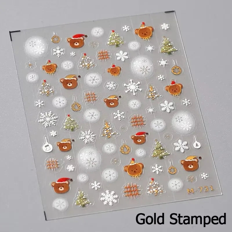 Winter Christmas Crystal Delicate Hexagon Romantic Laser Silver Chic Snowflakes Self Adhesive Nail Art Sticker 5D Manicure Decal (ONLINE ORDER ONLY)