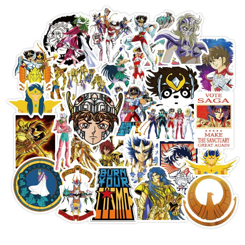 50pcs Saint Seiya Anime Stickers for Laptop, Phone, Car, Scooter, Suitcase, Water Bottle, Refrigerator (ONLINE ORDER ONLY)