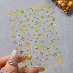 1PCS Laser Gold Snowflake Christmas Tree Nail Sticker 3D Adhesive Nail Decals Nail Art Accessories New Christmas Decoration 2024 (ONLINE ORDER ONLY)