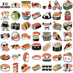 10/30/50PCS Kawaii Sushi Sticky PVC Sticker Aesthetic DIY Decoration Scrapbooking Korean Hand Accounting Supplies for Kids (ONLINE ORDER ONLY)