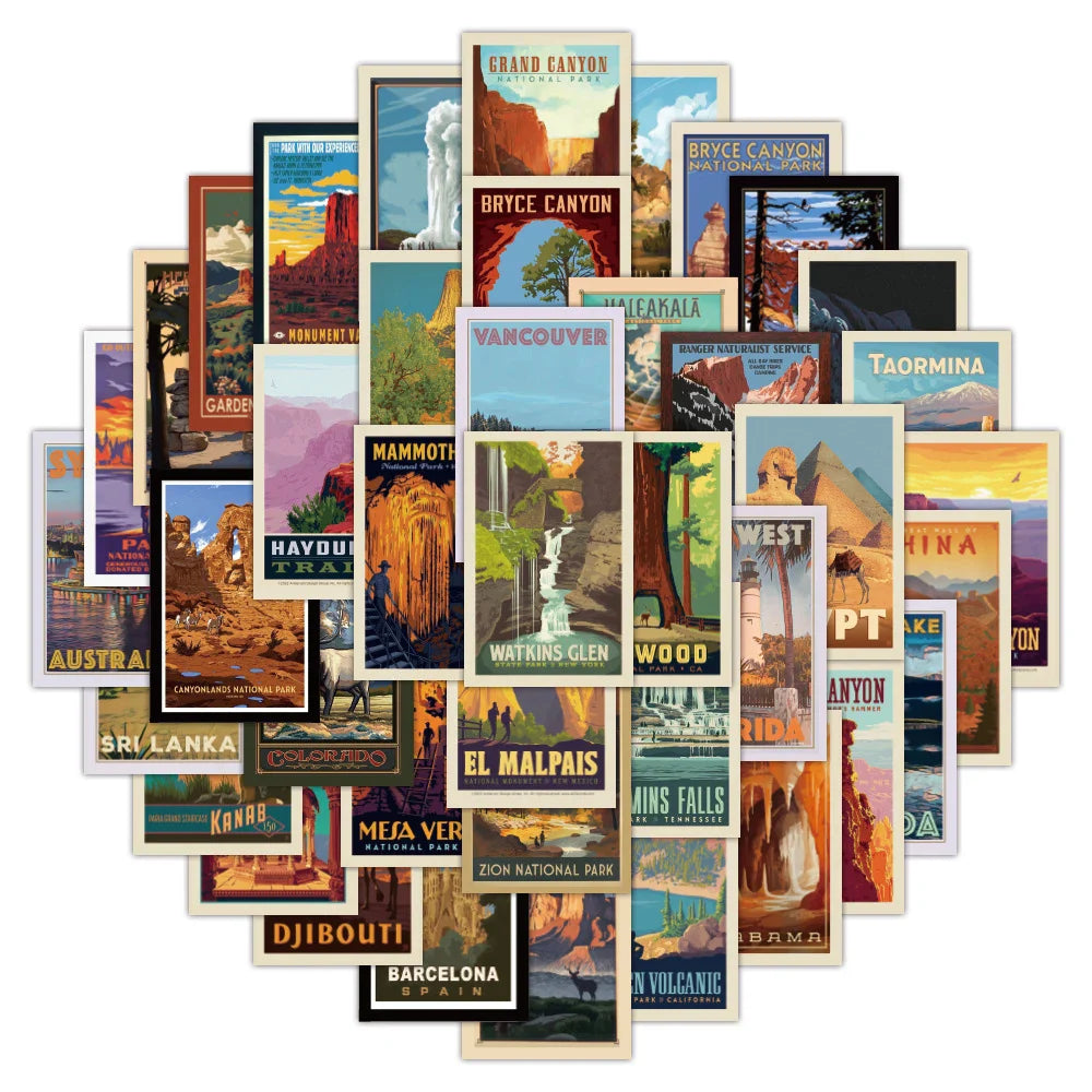10/30/50pcs Cute Cartoon World Landmarks Aesthetic Poster Stickers  Decals Notebook Skateboard Laptop Phone Decoration Sticker (Online Order Only)