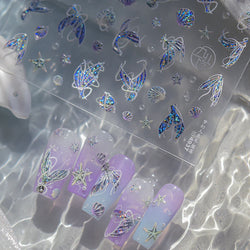 Jellyfish Schools of Fish Shoal Mermaid Tail Seahorse Dreamy Ocean Starfish Shell Coral Adhesive Nail Art Sticker Manicure Decal (ONLINE ORDER ONLY)