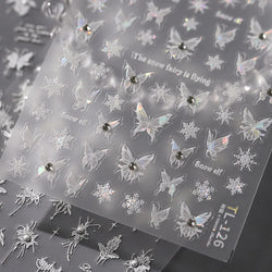 Snowflake Butterfly Rhinestone Shiny Totem Self Adhesive Nail Art Stickers Romantic Charm Chic Rose Flower Pearl Manicure Decals (ONLINE ORDER ONLY)