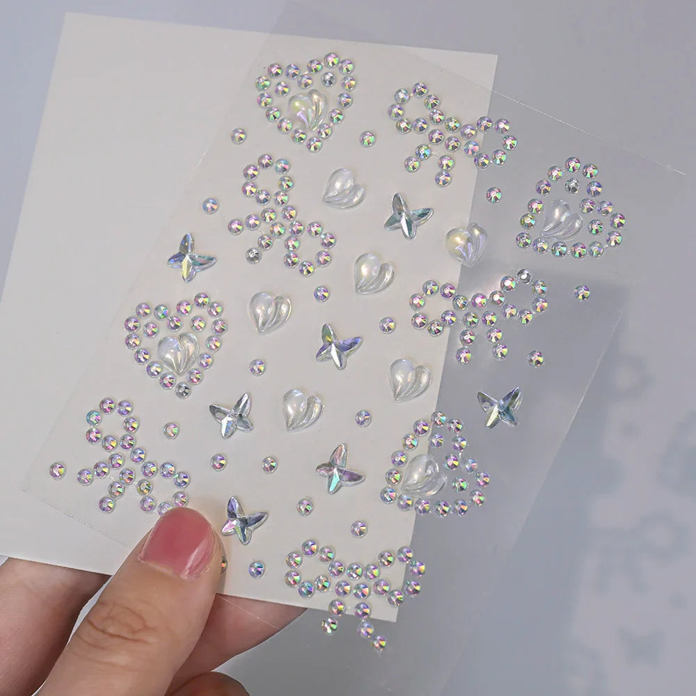 1pc Star-Shaped Rhinestone Sticker Sparkling Acrylic Rhinestone Face Decals Butterfly & Floral Designs for Party/Stage/Festivals (ONLINE ORDER ONLY)
