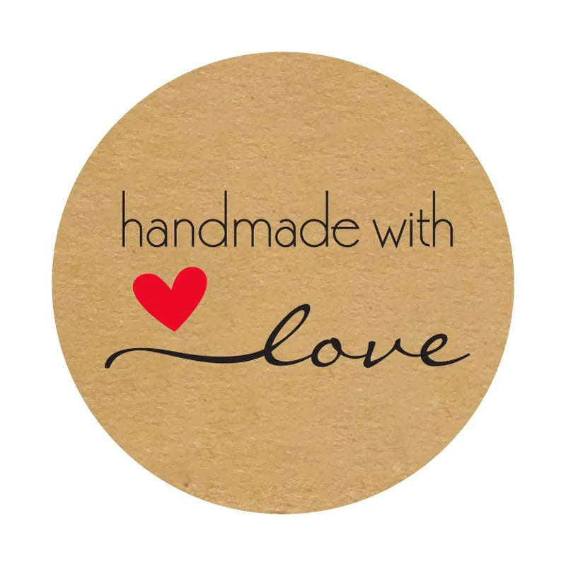 100-500pcs Kraft Paper Sticker Homemade With Love Stickers Scrapbooking For Envelope And Package Seal Labels Stationery Handmade (Online Order Only)