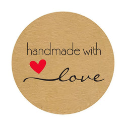 100-500pcs Kraft Paper Sticker Homemade With Love Stickers Scrapbooking For Envelope And Package Seal Labels Stationery Handmade (Online Order Only)