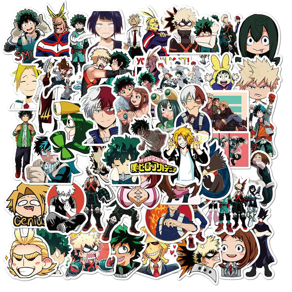 50pcs My Hero Academia Stickers for Luggage, Water Bottles, Phones, Laptops, Cars, Scooters, Fridges (ONLINE ORDER ONLY)