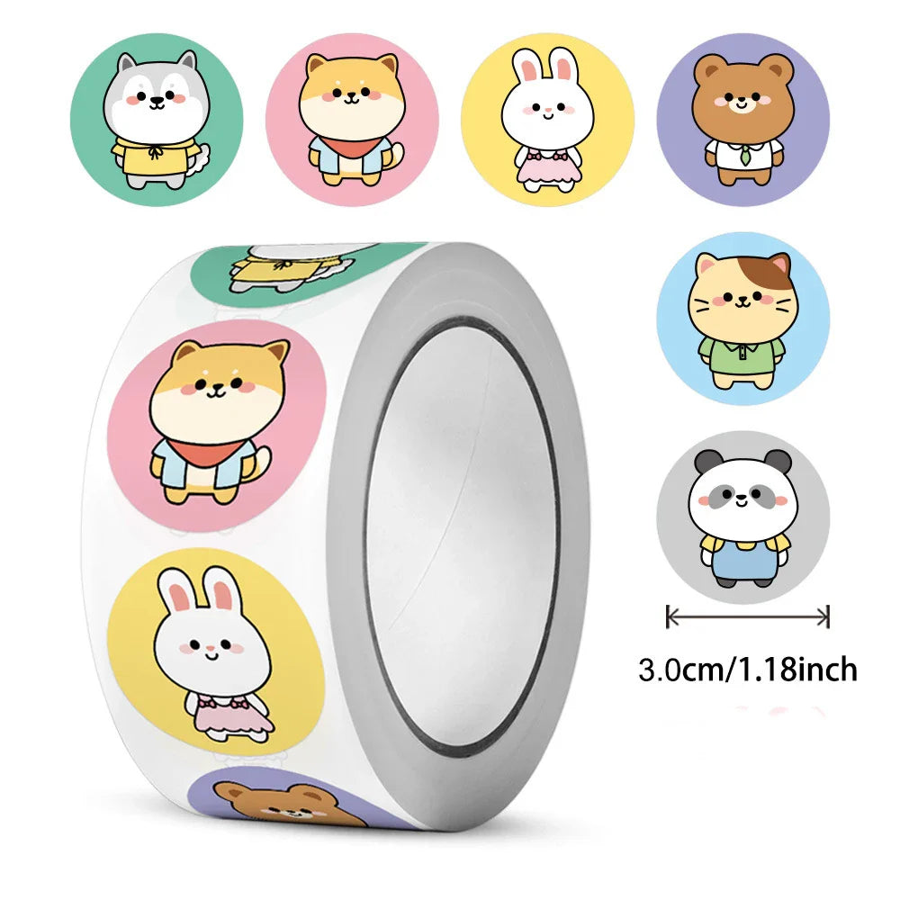 50-300pcs Cartoon Animal Reward Sticker Label Thank You Cute Game Sticker DIY Gift Sealing Label Decoration Supple (ONLINE ORDER ONLY)
