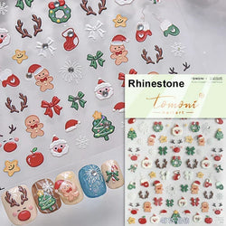 Dressy Embossment Colorful Gradient Snowflakes Laser Silver Christmas Tree Winter Bowknot Santa Nail Art Stickers Manicure Decal (Online Order Only)