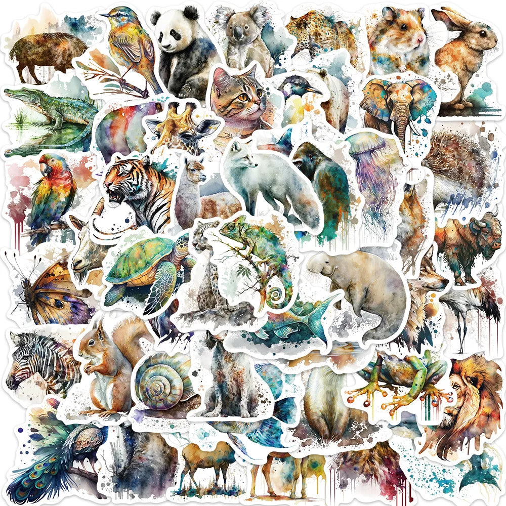 10/30/50PCS Cute Zoo Wild Animals Cartoon Stickers forToy DIY Luggage Laptop Guitar Skateboard Phone Case Bike Car Sticker (Online Order Only)