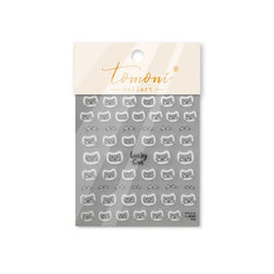 White Halo Dyeing Cat Face Cup Black Orange Toy Umbrella Love Heart Kitty Cake Embossed Relief Nail Art Stickers Manicure Decals (ONLINE ORDER ONLY)