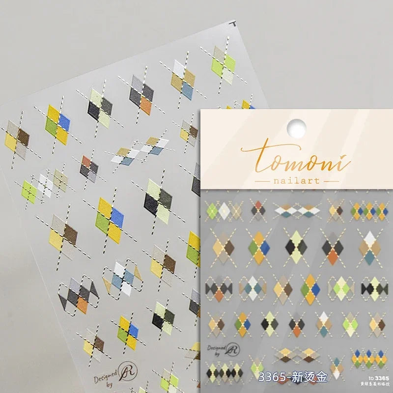 Shiny Colorful Color Block Fragment Square Fragment Grid Rhombus 3D Self Adhesive Nail Art Stickers Rhinestone Manicure Decals (Online Order Only)