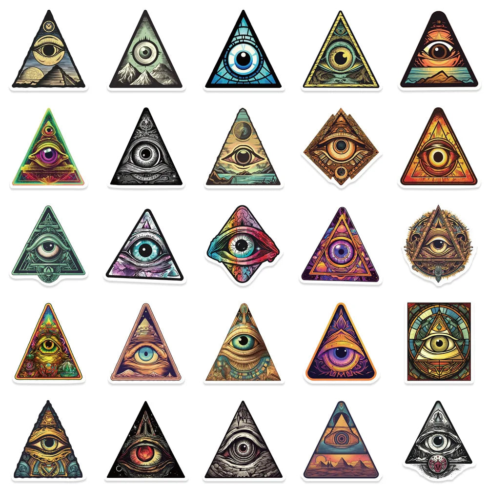 10/50Pcs Funny Cartoon Colorful All Seeing Eyes Graffiti Sticker for Luggage Skateboard Guitar Waterproof Creative Stickers (Online Order Only)