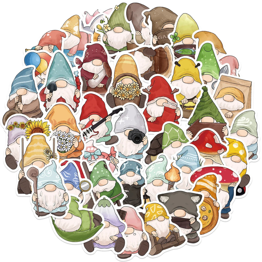 50PCS Gnome Dwarf Stickers Waterproof Vinly Stickers Decorative DIY Graffiti Luggage Stickers Children's Toys (ONLINE ORDER ONLY)