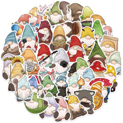 50PCS Gnome Dwarf Stickers Waterproof Vinly Stickers Decorative DIY Graffiti Luggage Stickers Children's Toys (ONLINE ORDER ONLY)