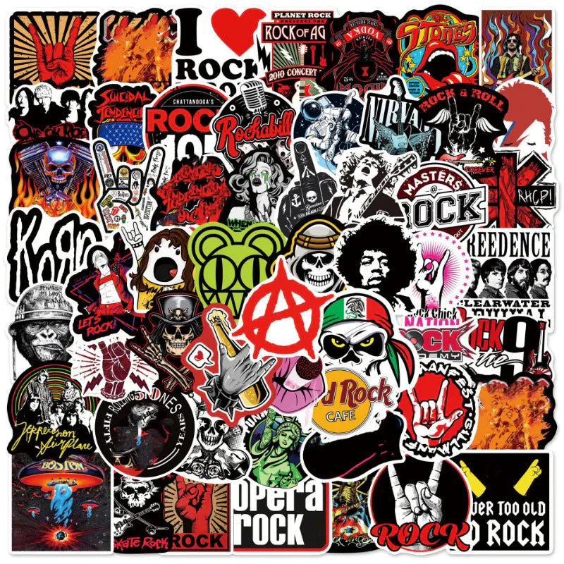 Classic Rock Band Stickers Decals for Guitar, Laptop, Skateboard, Luggage, Helmet - 10/50/100pcs (Online Order Only)