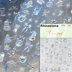 Dressy Embossment Colorful Gradient Snowflakes Laser Silver Christmas Tree Winter Bowknot Santa Nail Art Stickers Manicure Decal (Online Order Only)