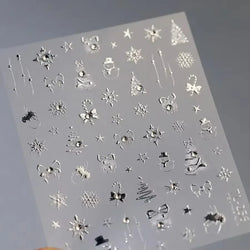 Snowman Apple Stars Gift Bell Snowflake Christmas Tree 3D Jelly Self Adhesive Nail Art Stickers Santa Claus Xmas Manicure Decals (ONLINE ORDER ONLY)
