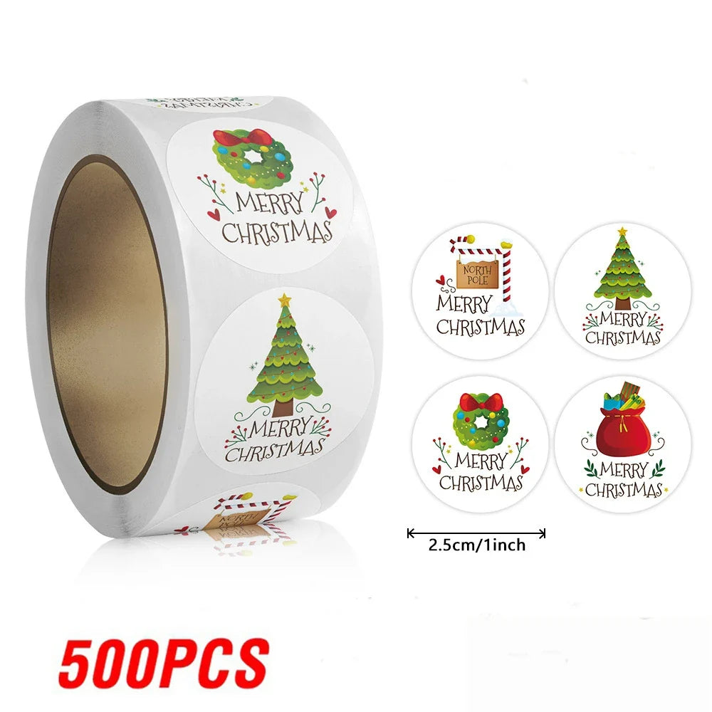 100-500pcs Christmas Stickers Retro Santa Stickers for Scrapbooking Christmas Decorations Envelopes Gifts (ONLINE ORDER ONLY)