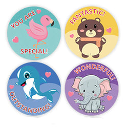 100-500pcs Round Cartoon Toys Animal stickers for kids Teacher Reward Encourage Sticker Office Stationery for children (Online Order Only)
