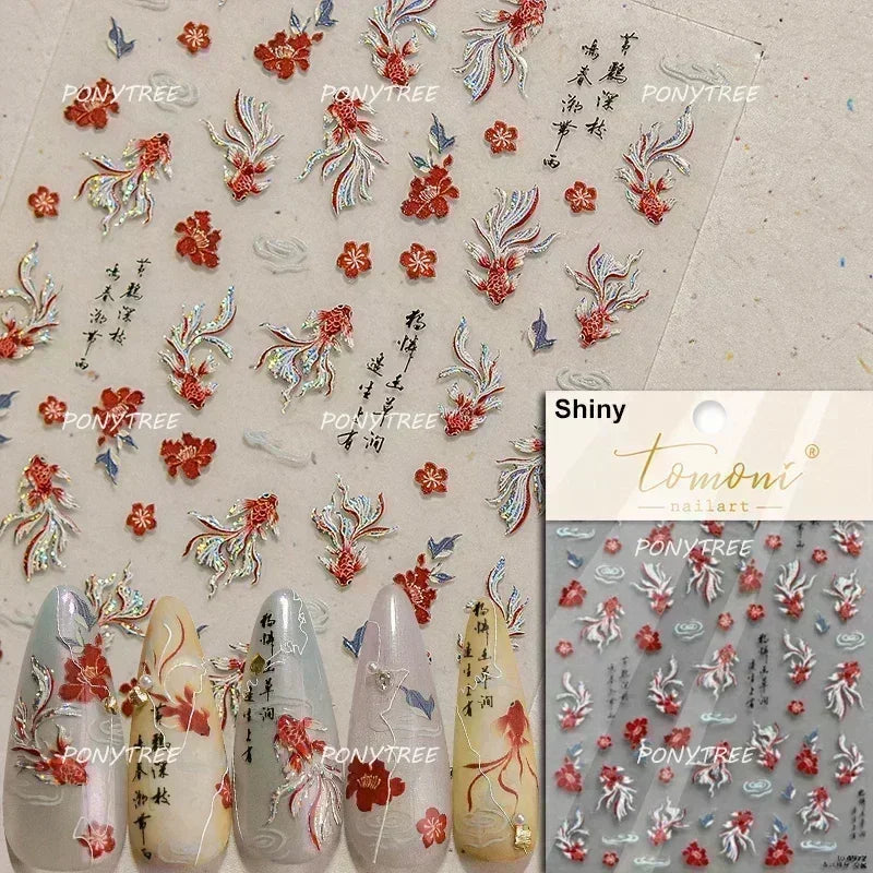 Hot Stamping Laser Shell Conch Starfish Pearl Whale Coral Dolphin Summer Beach Sea Wave Jellyfish Bubble Nail Art Stickers Decal (ONLINE ORDER ONLY)