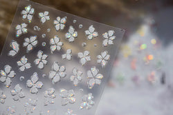 Gradient Coloredful Flower Petal Green Leaf Dreamy Shiny Chinese Rose Fantasy Relief Adhesive Nail Art Stickers Manicure Decals (Online Order Only)