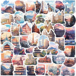 Kawaii Cartoon Landscape Aesthetic Stickers for Laptop, Notebook, Phone - 10/30/50pcs (Online Order Only)