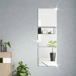 4pcs 20/30cm 3D Self-adhesive Mirror Wall Stickers Thickened 2mm Flexible DIY Art Acrylic Mirror Stickers Living Room Decoration (Online Order Only)
