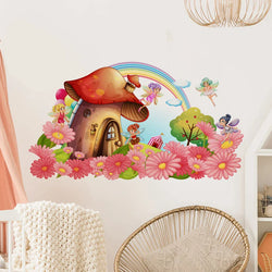 Cute Fairy Mushroom House Wall Stickers for Kids Room Nursery Decor (Online Order Only)